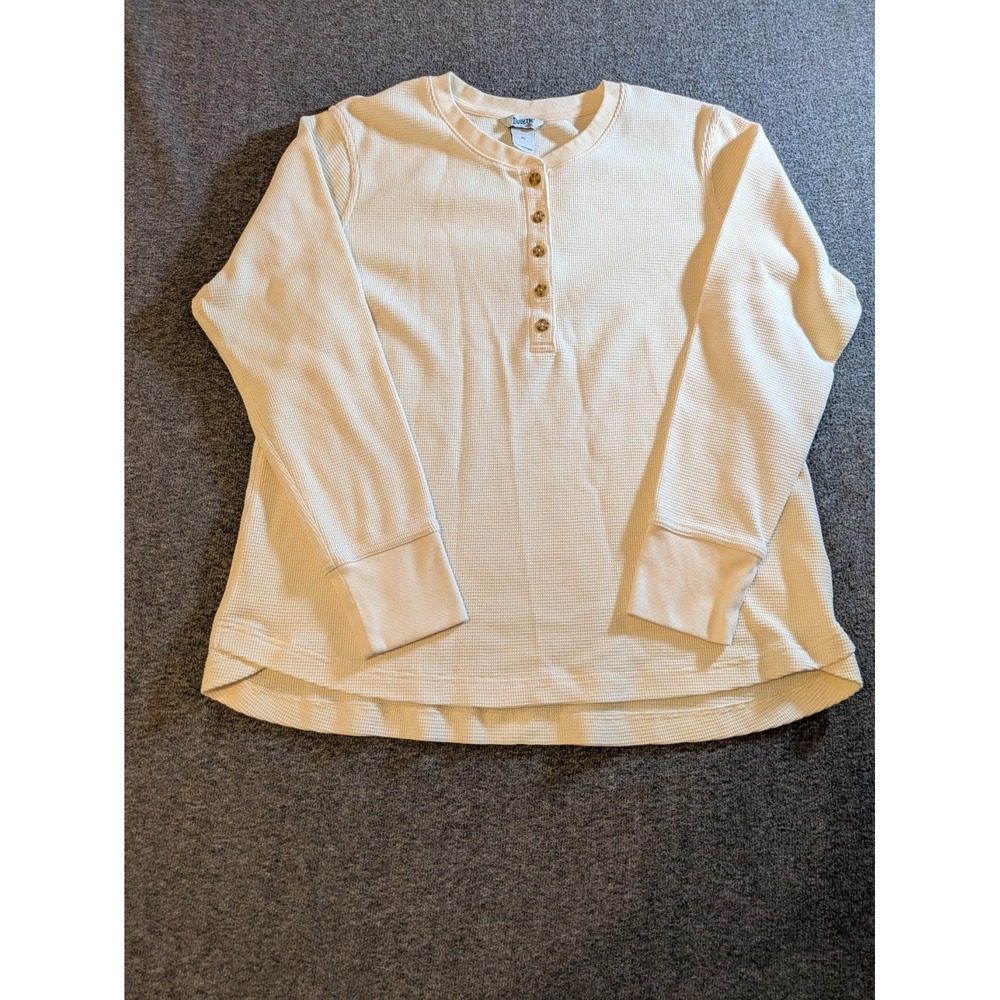 Duluth Trading Men's Long Sleeve Beige Waffle Henley Shirt Size XL